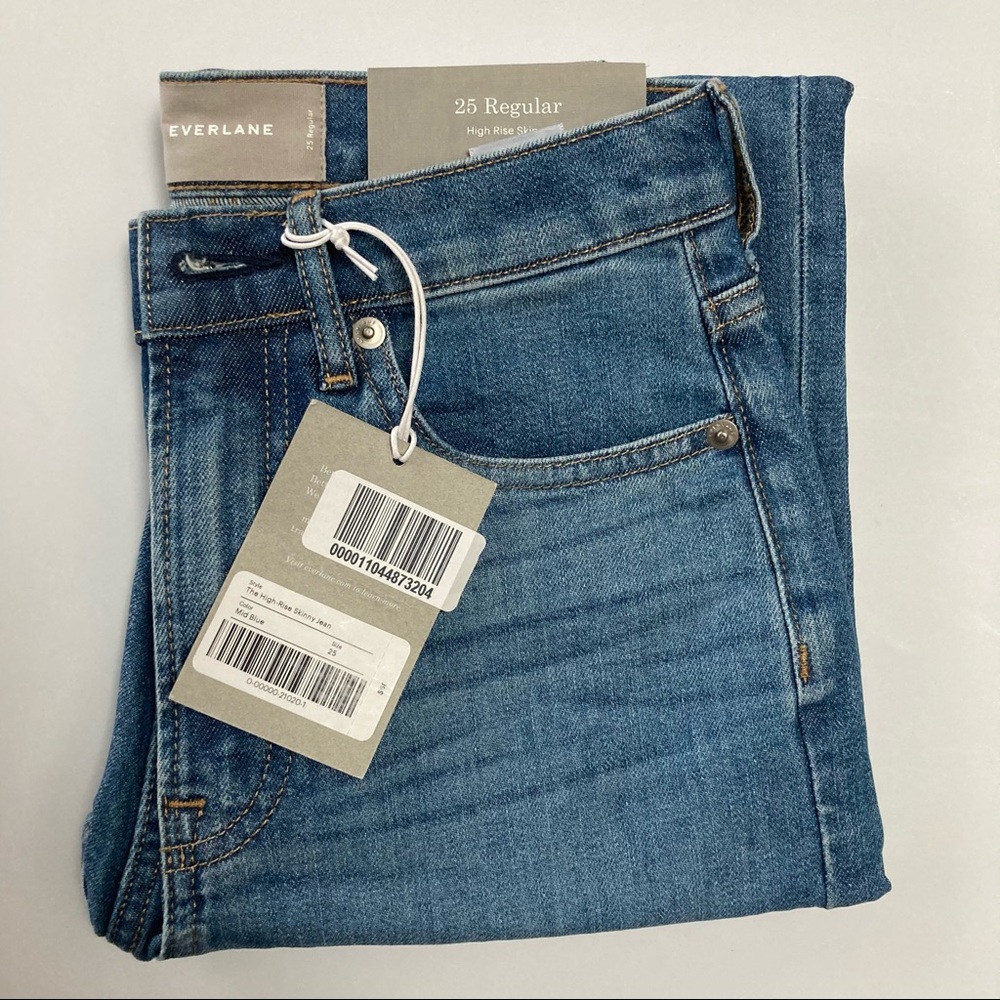 NWT 25 Everlane Blue Skinny Jeans High Rise Cotton